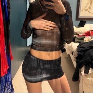 White Fox Boutique Black and Gray Mini skirt set